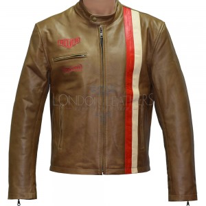 SALE - Vintage Brown Steve McQueen Heuer GrandPrix Leather Jacket